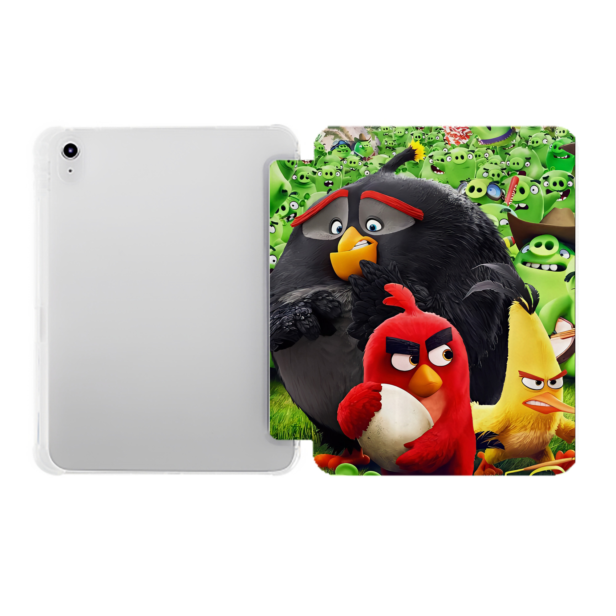 （画像用） Angry Birds アングリーバード IPad ケース ペン収納付き 三つ折りスタンド PUレザー×シリコン 対応機種9.5/10.5/10.9インチ